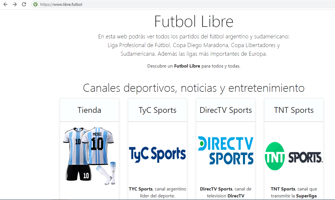 Página de Fútbol Libre