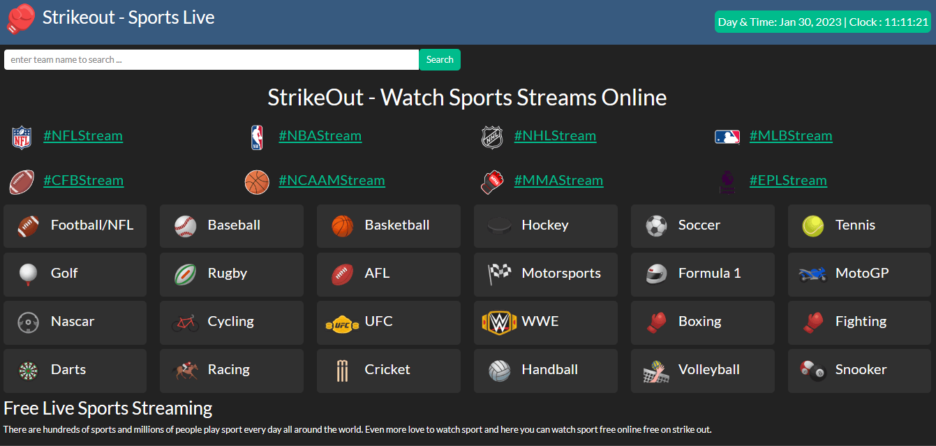Deportes que ofrece StrikeOut